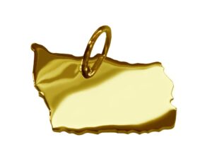 Anhänger der Landkarte Bornholm in massiv 585 Gelbgold