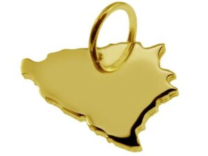 Anhänger der Landkarte Bosnien in massiv 333 Gelbgold