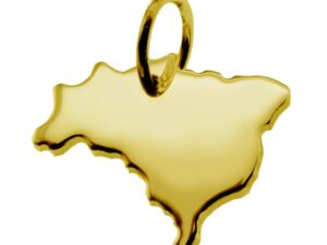 Anhänger der Landkarte Brasilien in massiv 333 Gelbgold