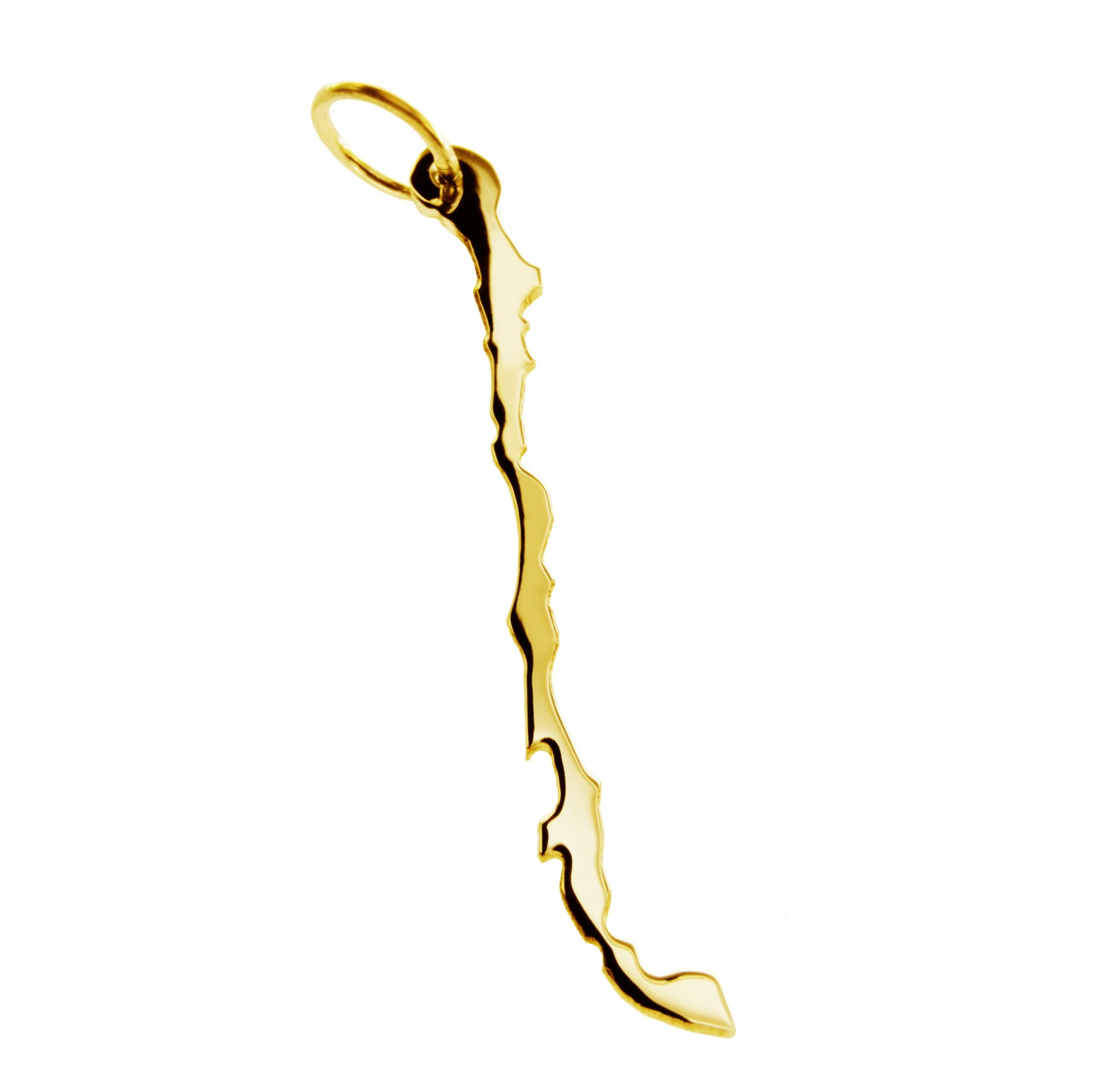Anhänger der Landkarte Chile in massiv 585 Gelbgold