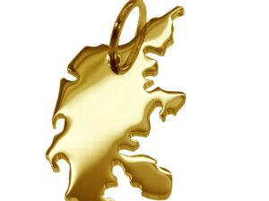 Anhänger der Landkarte Dänemark in massiv 333 Gelbgold