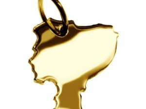 Anhänger der Landkarte Ecuador in massiv 585 Gelbgold