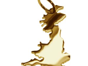Anhänger der Landkarte England in massiv 585 Gelbgold