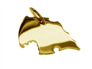Anhänger der Landkarte Fehmarn in massiv 585 Gelbgold