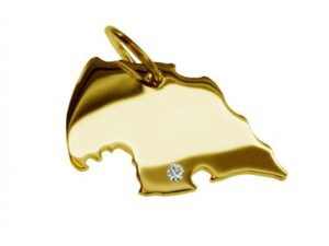 Anhänger Fehmarn mit Brillant am Wunschort 585 Gelbgold