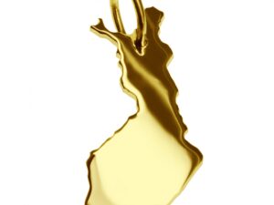 Anhänger der Landkarte Finnland in massiv 333 Gelbgold