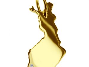 Anhänger Finnland mit Brillant am Wunschort 585 Gelbgold