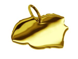 Anhänger der Landkarte Föhr in massiv 585 Gelbgold