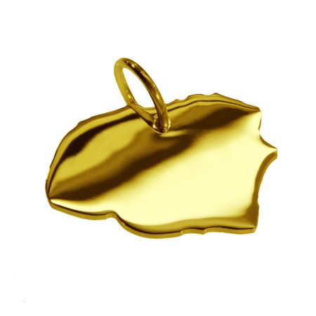 Anhänger der Landkarte Föhr in massiv 585 Gelbgold