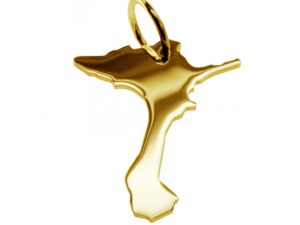 Anhänger der Landkarte Formentera in massiv 333 Gelbgold