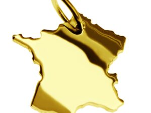 Anhänger der Landkarte Frankreich in massiv 585 Gelbgold