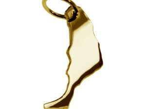 Anhänger der Landkarte Fuerteventura in massiv 333 Gelbgold