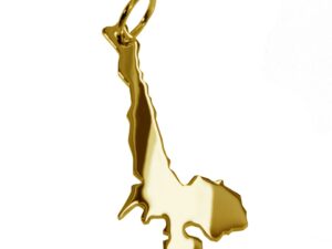 Anhänger der Landkarte Gardasee in massiv 333 Gelbgold