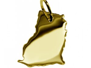Anhänger der Landkarte Ghana in massiv 333 Gelbgold