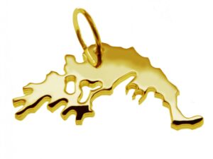 Anhänger der Landkarte Griechenland in massiv 333 Gelbgold