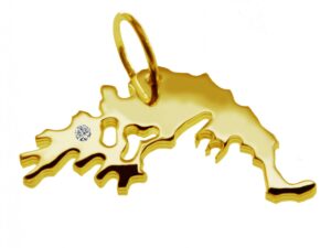 Anhänger Griechenland mit Brillant am Wunschort 585 Gelbgold