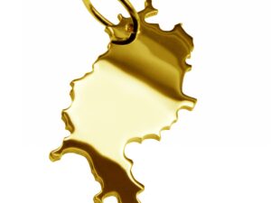 Anhänger der Landkarte Hessen in massiv 333 Gelbgold