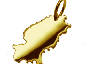 Anhänger der Landkarte Ibiza in massiv 585 Gelbgold