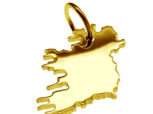 Anhänger der Landkarte Irland komplett in massiv 333 Gelbgold