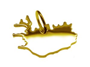 Anhänger der Landkarte Island in massiv 333 Gelbgold