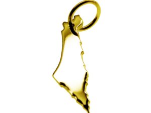 Anhänger der Landkarte Israel in massiv 333 Gelbgold