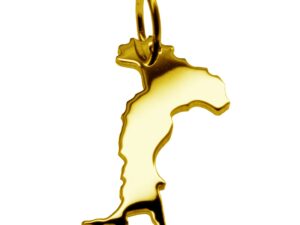 Anhänger der Landkarte Italien in massiv 333 Gelbgold