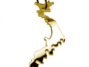 Anhänger der Landkarte Japan in massiv 333 Gelbgold