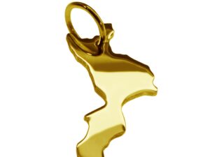 Anhänger der Landkarte Kalabrien in massiv 585 Gelbgold