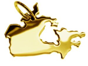 Anhänger der Landkarte Kanada in massiv 333 Gelbgold