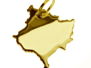 Anhänger der Landkarte Kosovo in massiv 333 Gelbgold