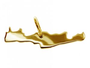 Anhänger der Landkarte Kreta in massiv 333 Gelbgold