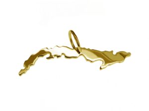 Anhänger der Landkarte Kuba in massiv 333 Gelbgold