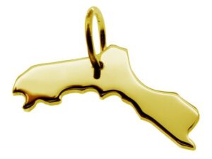 Anhänger der Landkarte Kurdistan in massiv 585 Gelbgold