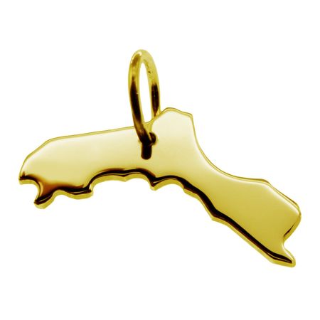 Anhänger der Landkarte Kurdistan in massiv 585 Gelbgold