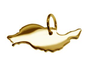 Anhänger der Landkarte Lanzarote in massiv 333 Gelbgold