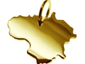 Anhänger der Landkarte Litauen in massiv 333 Gelbgold