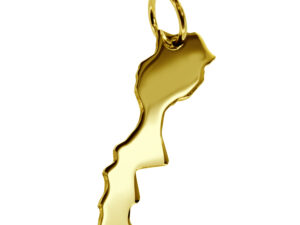 Anhänger der Landkarte Marokko in massiv 585 Gelbgold