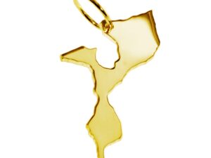 Anhänger der Landkarte Mozambik in massiv 333 Gelbgold