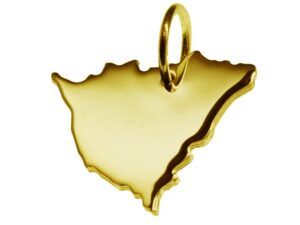 Anhänger der Landkarte Nicaragua in massiv 333 Gelbgold