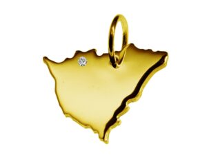 Anhänger Nicaragua mit Brillant am Wunschort 585 Gelbgold