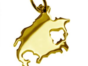 Anhänger der Landkarte Nordamerika in massiv 333 Gelbgold