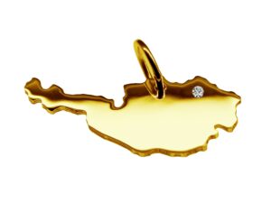 Anhänger Österreich mit Brillant am Wunschort 585 Gelbgold