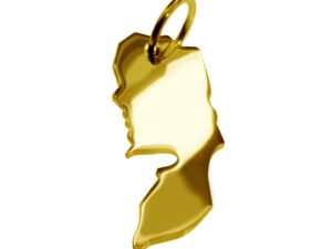 Anhänger der Landkarte Palästina in massiv 585 Gelbgold
