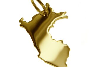 Anhänger der Landkarte Peru in massiv 333 Gelbgold