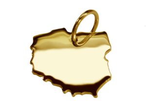 Anhänger der Landkarte Polen in massiv 333 Gelbgold