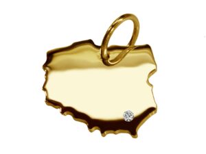 Anhänger Polen mit Brillant am Wunschort 585 Gelbgold