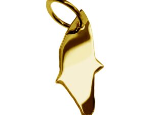 Anhänger der Landkarte Rhodos in massiv 333 Gelbgold