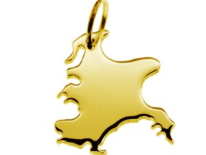 Anhänger der Landkarte Rügen in massiv 333 Gelbgold