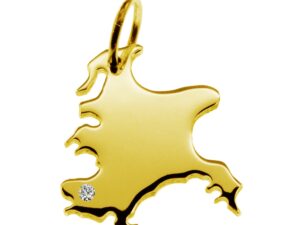Anhänger Rügen mit Brillant am Wunschort 585 Gelbgold