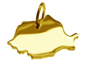 Anhänger der Landkarte Rumänien in massiv 333 Gelbgold